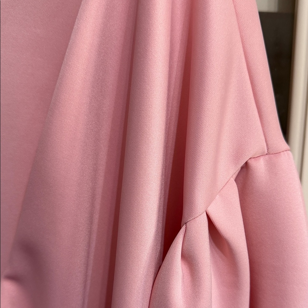 SHEIN Light Pink Peplum Top with Bow Closure - Picture 3 of 4